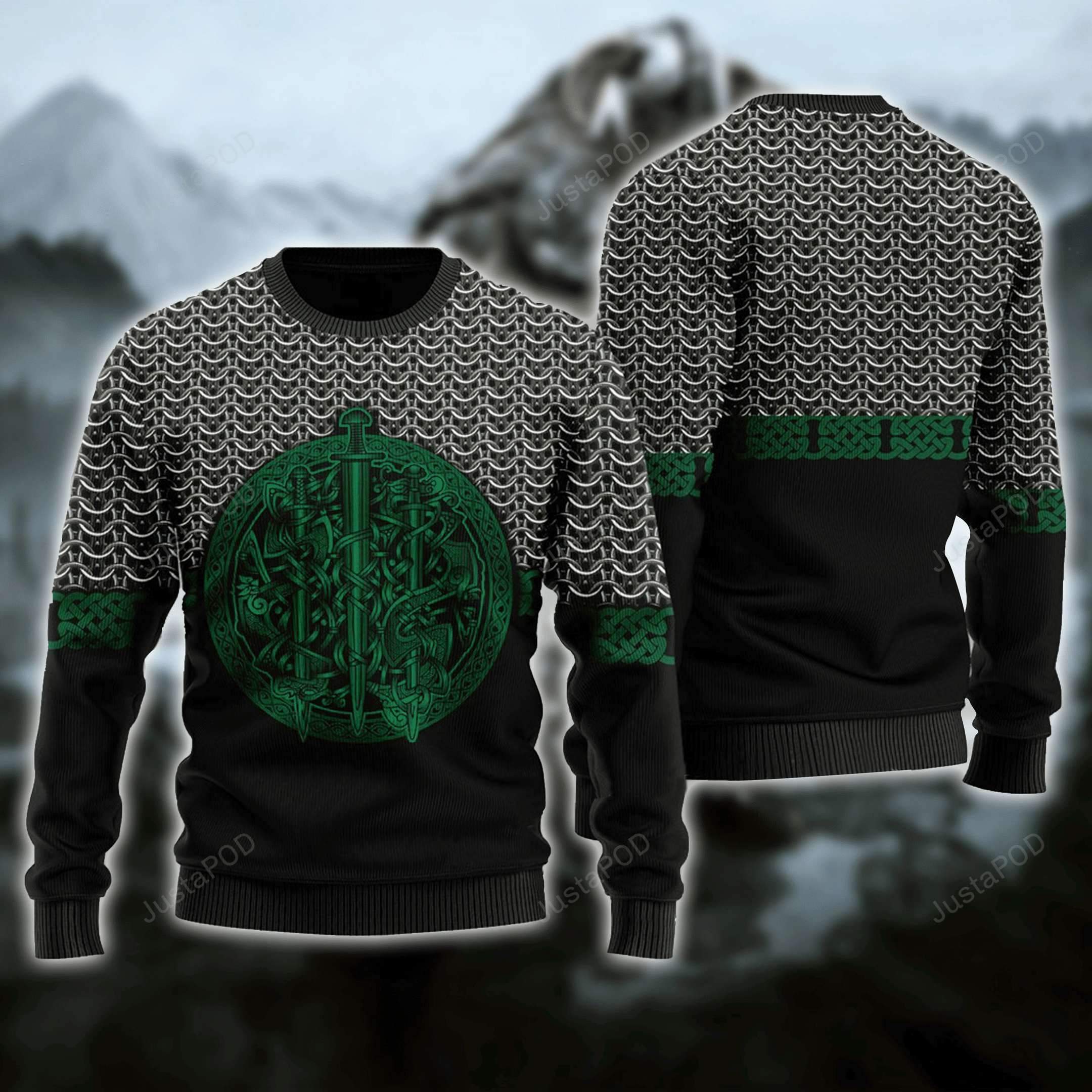 Viking Sword Ugly Christmas Sweater Adult 3D Funny Matching for family