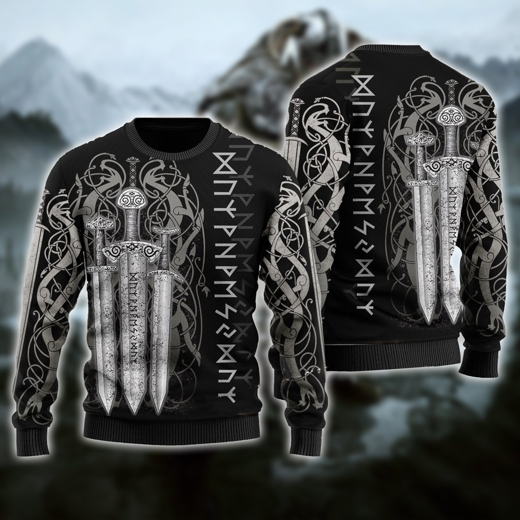 Viking Ugly Christmas Sweater Adult 3D Funny Matching for family