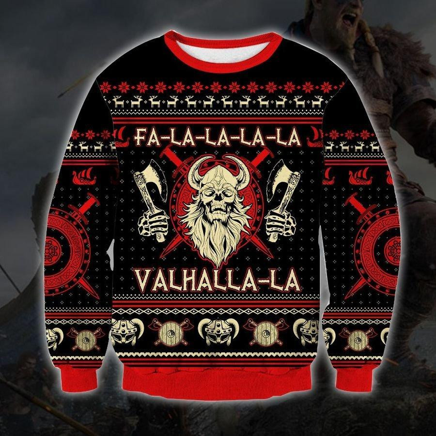 Viking Valhalla-la Ugly Christmas Sweater Adult 3D Funny Matching for family