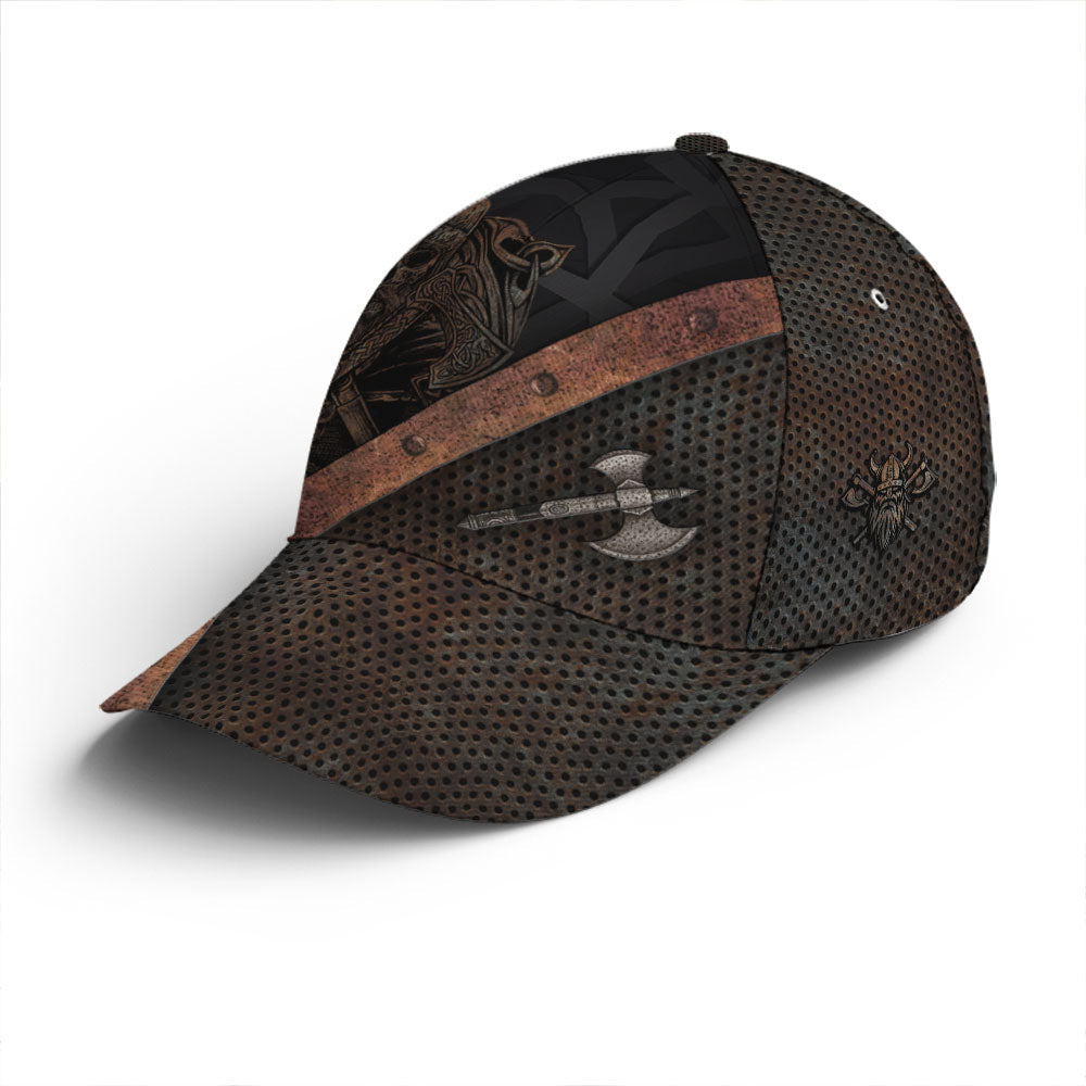 Viking Warrior Metallic Style Baseball Cap Trucker Hats Custom Hats Gifts For Men & Women