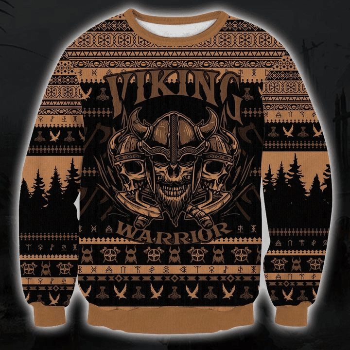 Viking Warrior Ugly Christmas Sweater Adult 3D Funny Matching for family