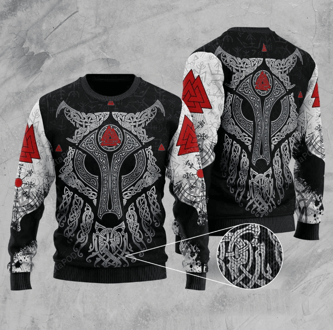 Viking Wolf Ugly Christmas Sweater Adult 3D Funny Matching for family