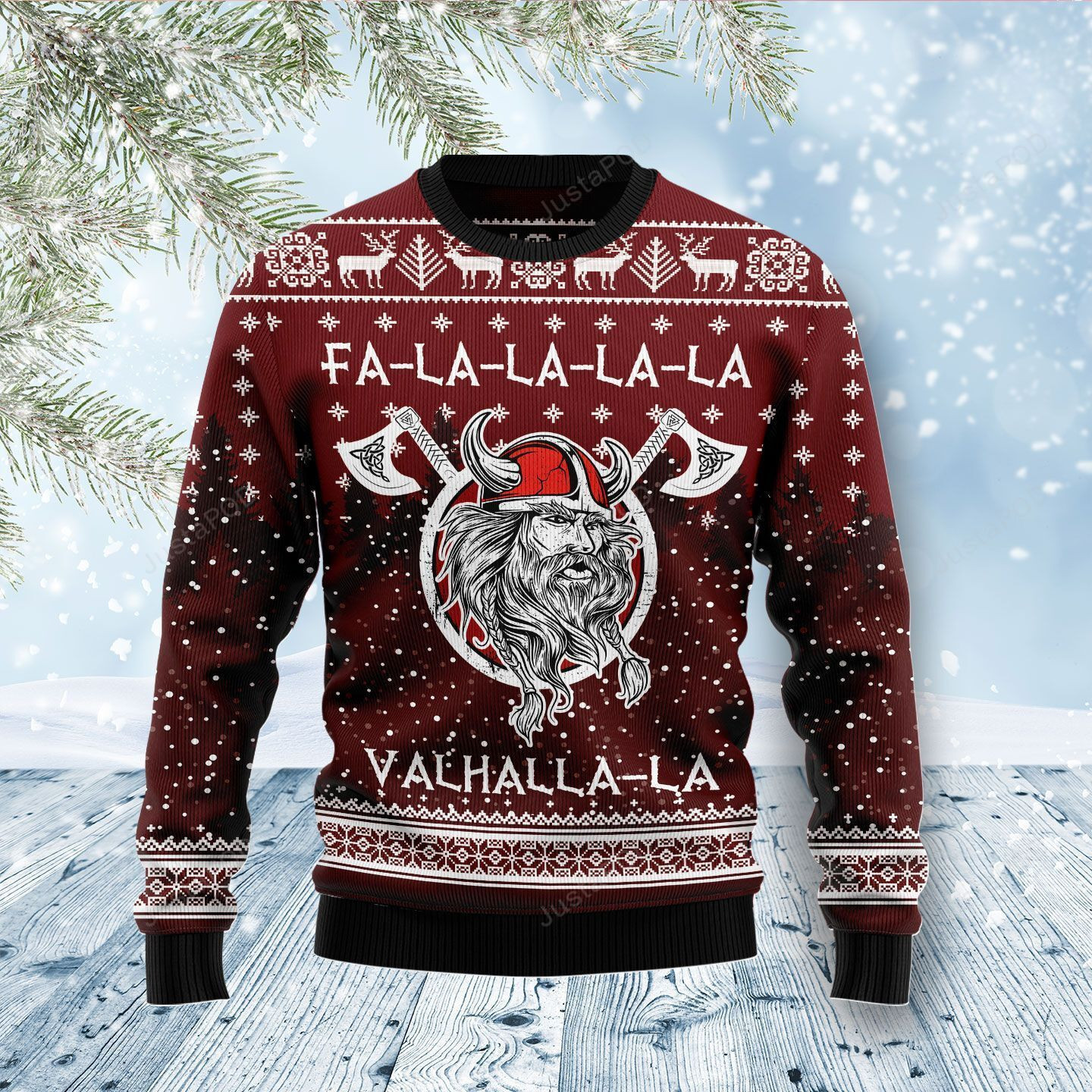 Vikings Fa La La La Ugly Christmas Sweater Adult 3D Funny Matching for family
