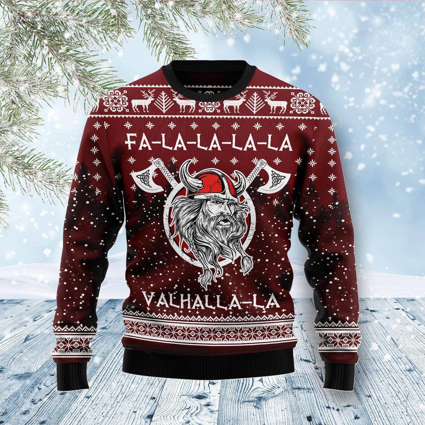 Vikings Fa La La La Ugly Christmas Sweater Adult 3D Funny Matching for family