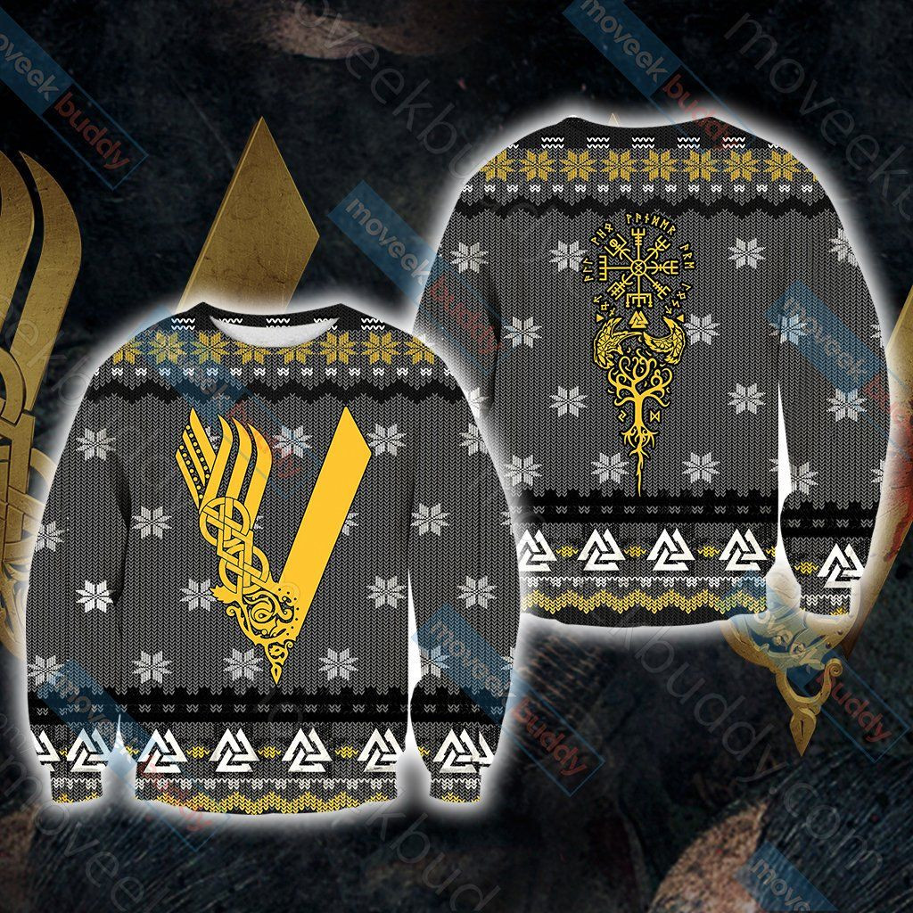 Vikings Knitting Style For Unisex Ugly Christmas Sweater Adult 3D Funny Matching for family