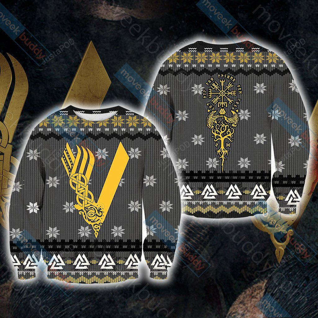 Vikings Ugly Christmas Sweater Adult 3D Funny Matching for family