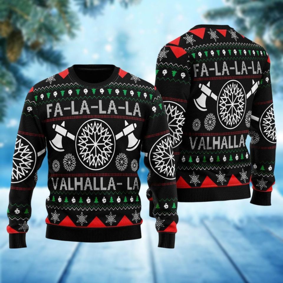 Vikings Valhalla Ugly Christmas Sweater, Valhalla Xmas Ugly Sweatshirt