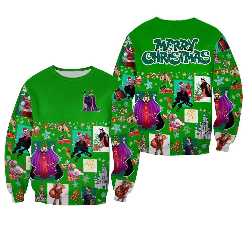 Villains Ugly Christmas Sweater, Villains Character Movie Xmas Sweatshirt