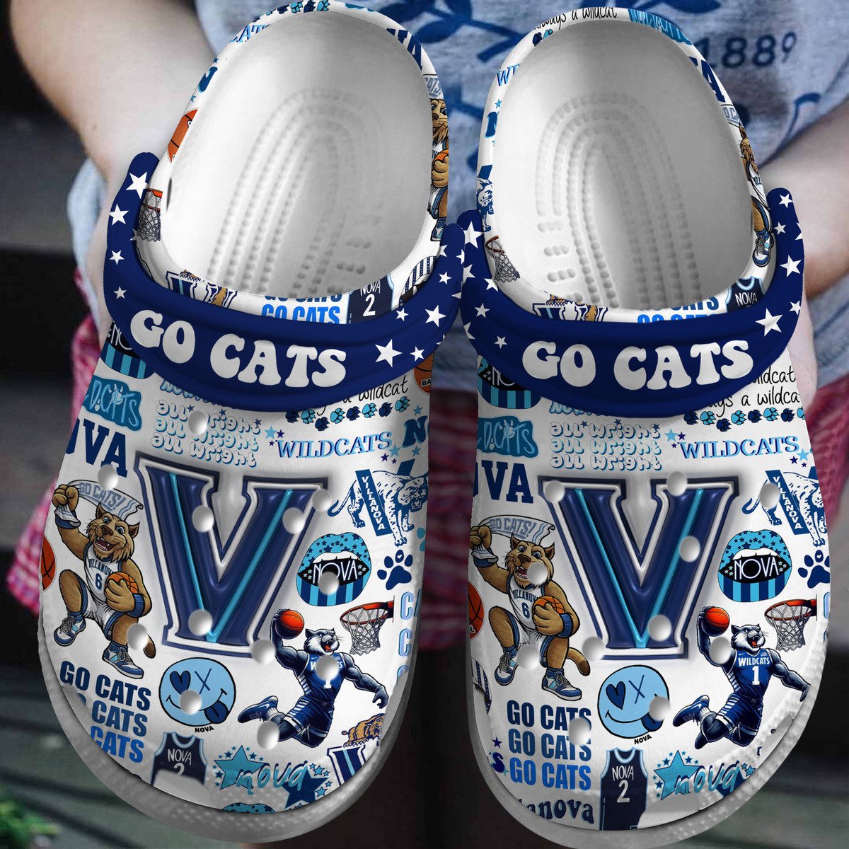 Villanova Wildcats NCAA Sport Crocs Crocband Clogs Shoes Comfortable For Men Women and Kids