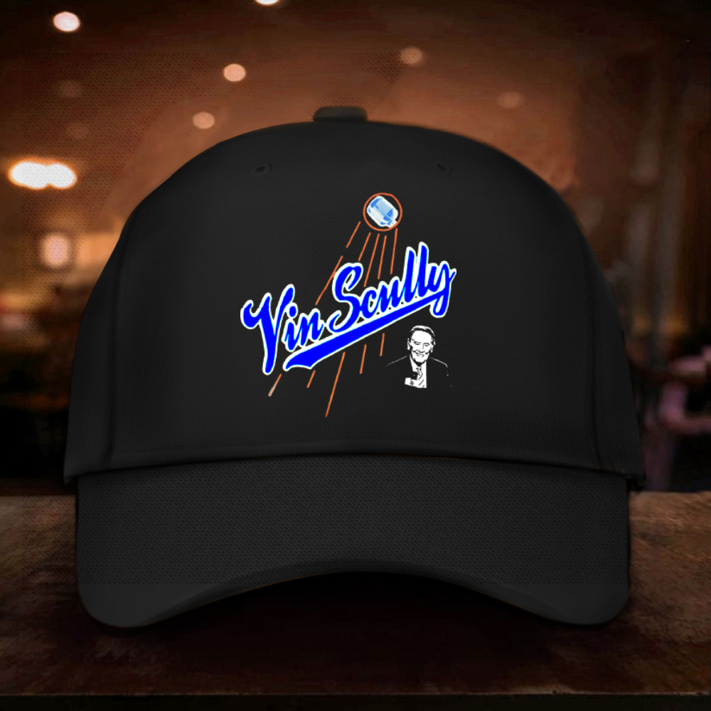 Vin Scully Microphone Hat RIP Legend Broadcaster Vin Scully Merch Trucker Hats Custom Hats Gifts For Men & Women