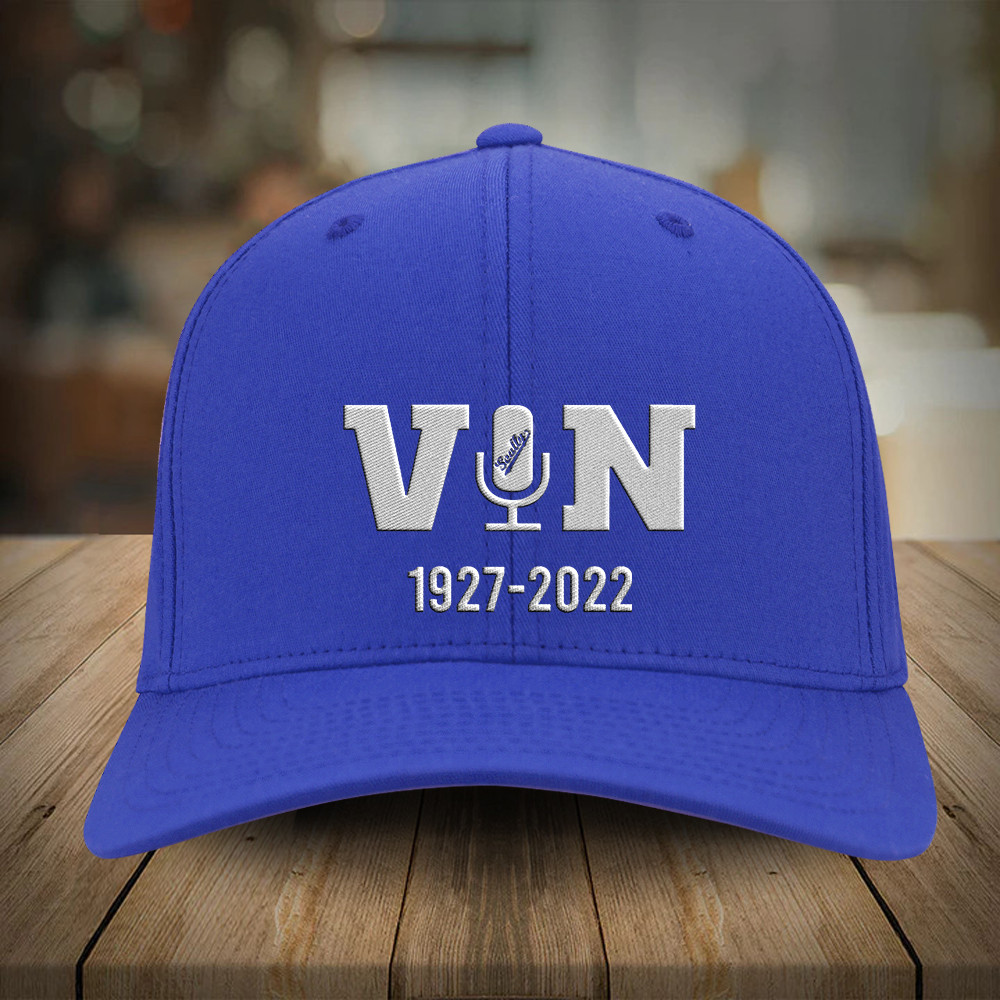 Vin Scully Microphone Hat RIP Vin Scully 1927 2022 Merchandise Trucker Hats Custom Hats Gifts For Men & Women
