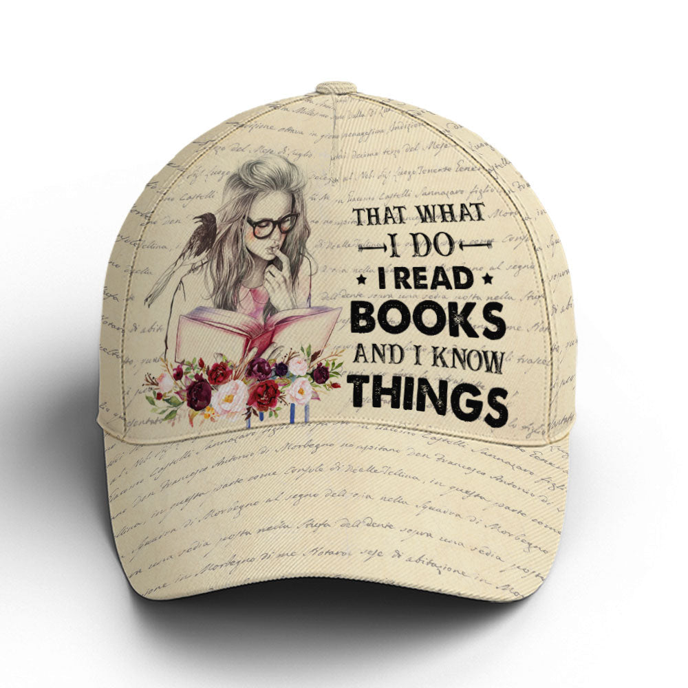 Vintage Books Read Books And Know Things Baseball Cap Trucker Hats Custom Hats Gifts For Men & Women