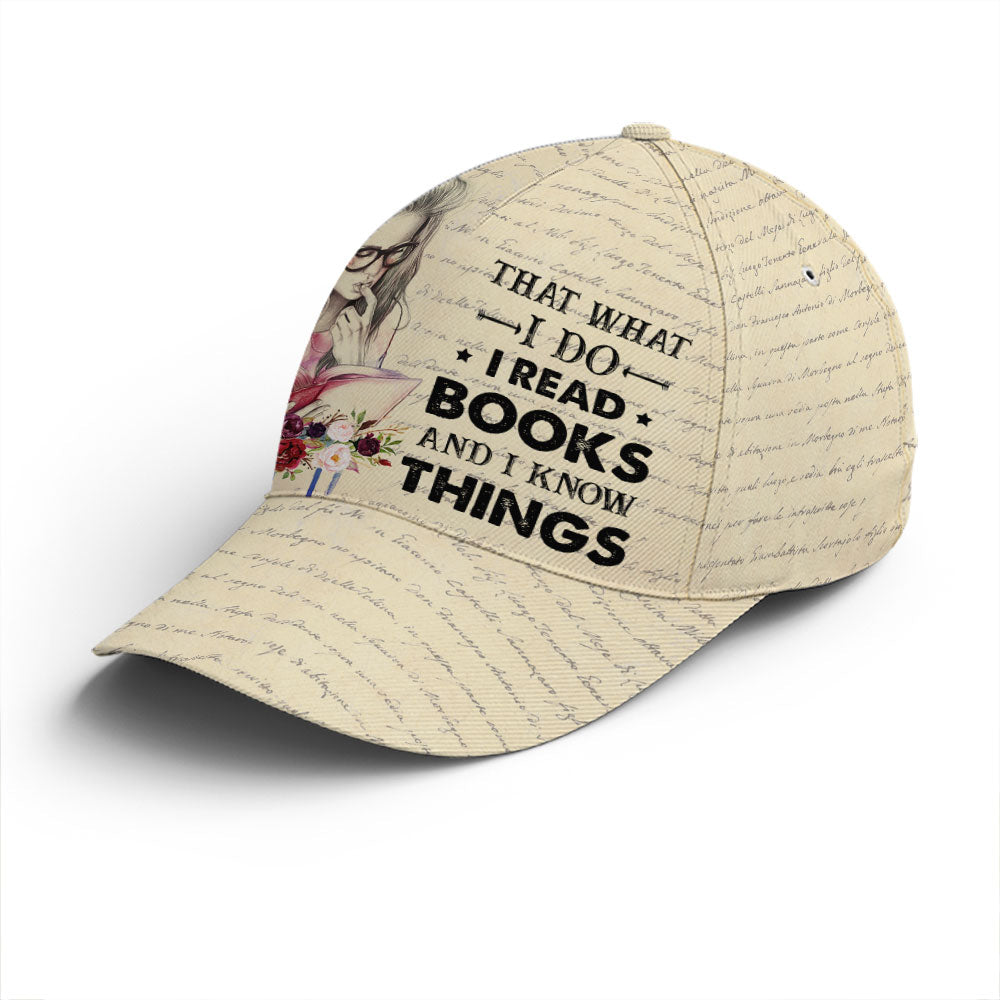 Vintage Books Read Books And Know Things Baseball Cap Trucker Hats Custom Hats Gifts For Men & Women