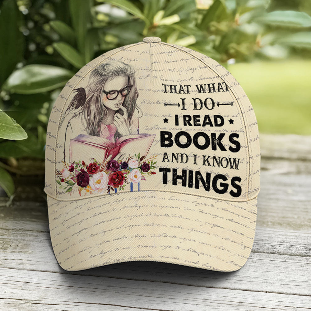 Vintage Books Read Books And Know Things Baseball Cap Trucker Hats Custom Hats Gifts For Men & Women