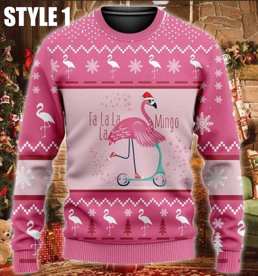 Vintage Flamingo Ugly Christmas Sweater