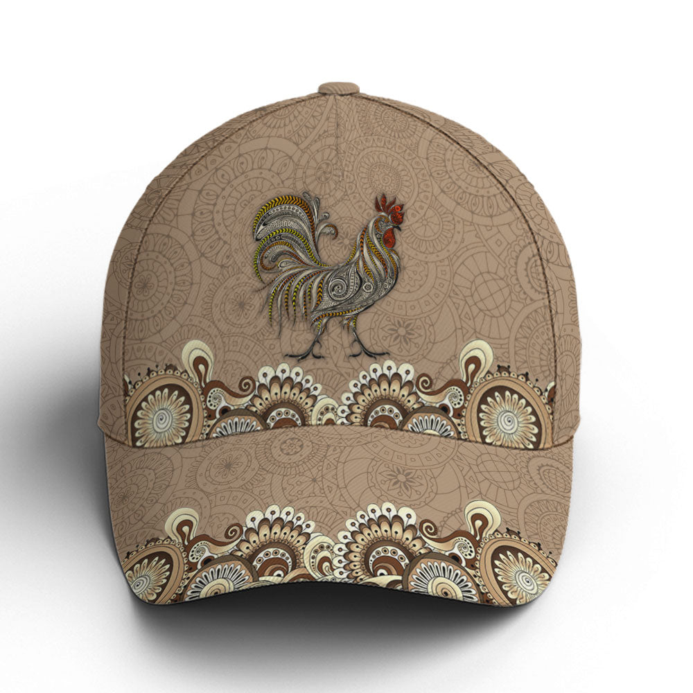 Vintage Floral Rooster Chicken Baseball Cap Trucker Hats Custom Hats Gifts For Men & Women