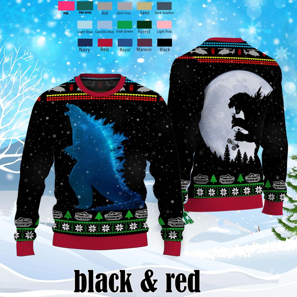Vintage god zilla Ugly Christmas Sweater,
