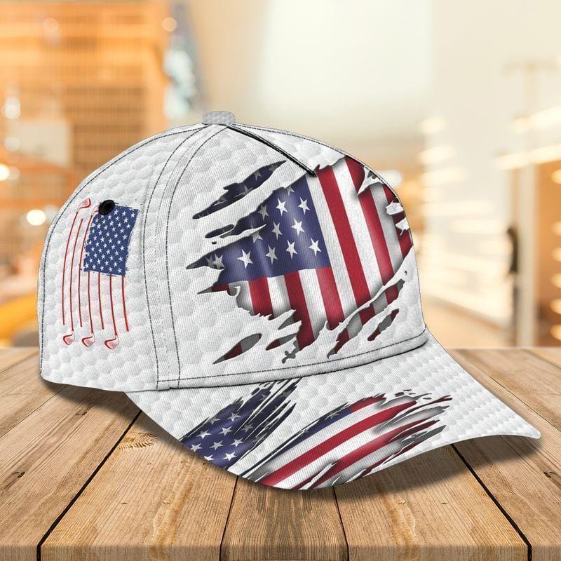 Vintage Golf Lovers American Flag Baseball Cap 4th Of July Independence Day Classic Hat Trucker Hats Custom Hats Gifts For Men & Women
