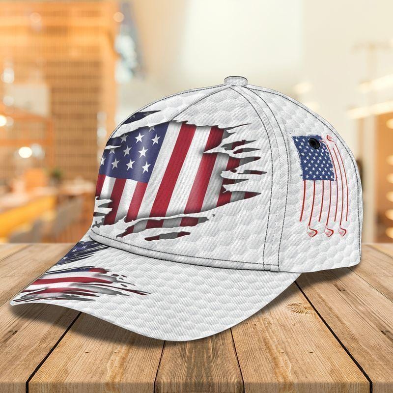 Vintage Golf Lovers American Flag Baseball Cap 4th Of July Independence Day Classic Hat Trucker Hats Custom Hats Gifts For Men & Women
