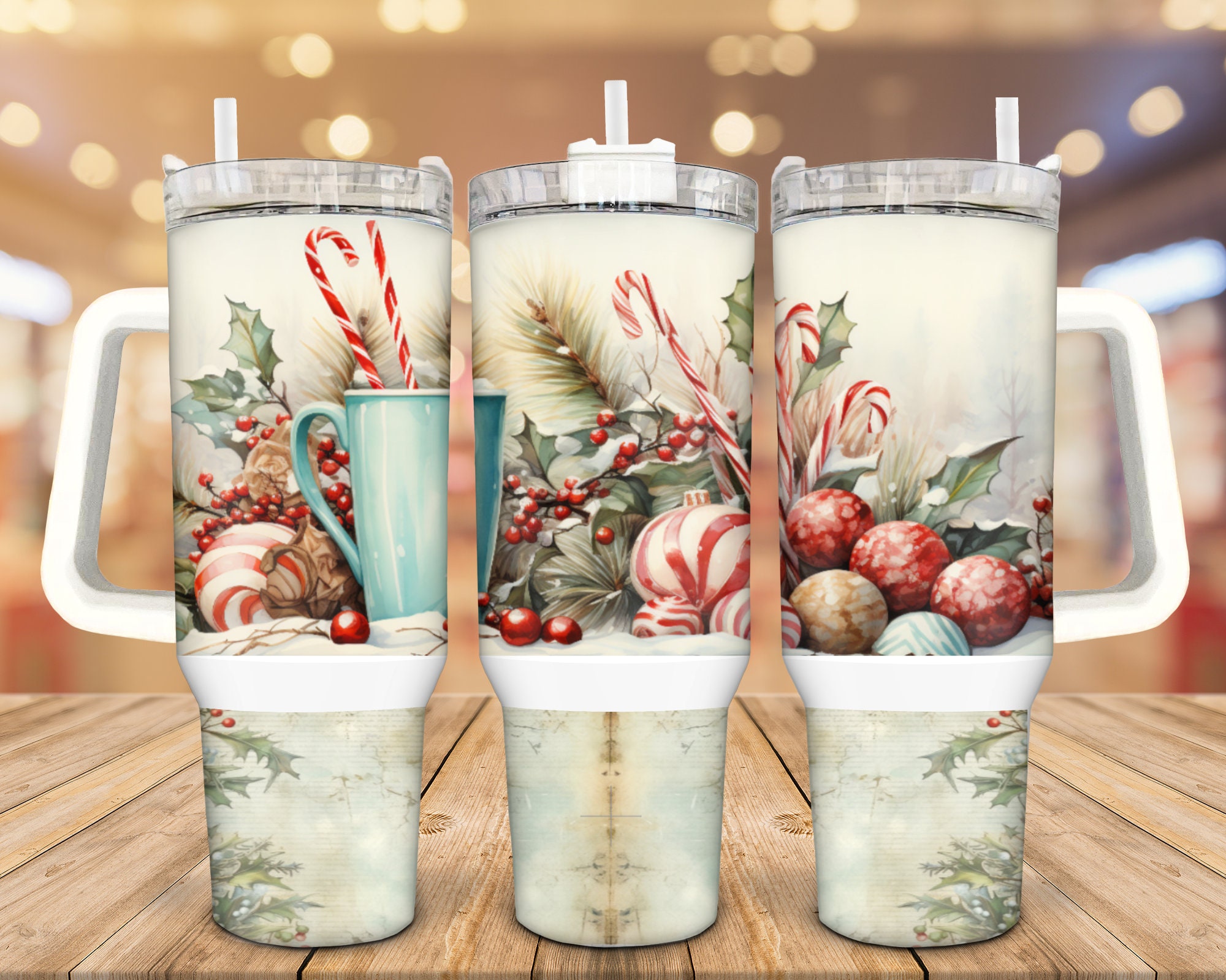 Vintage Holly Christmas Custom Stanley Cup 40 oz 30 oz Tumbler With HandleTVC2301940