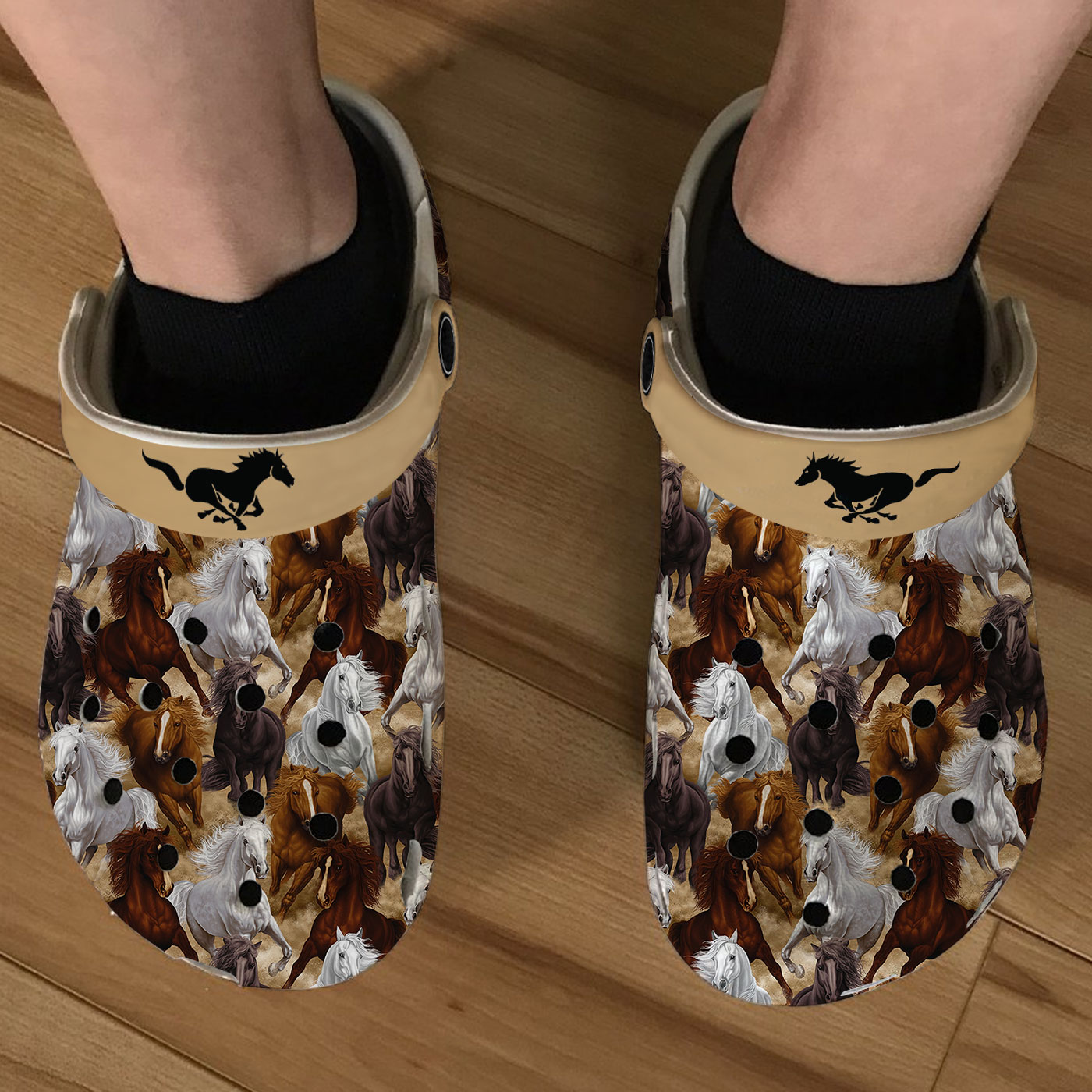 Vintage Horse Crocs Crocband Clogs Shoes Comfortable For Men Women and Kids