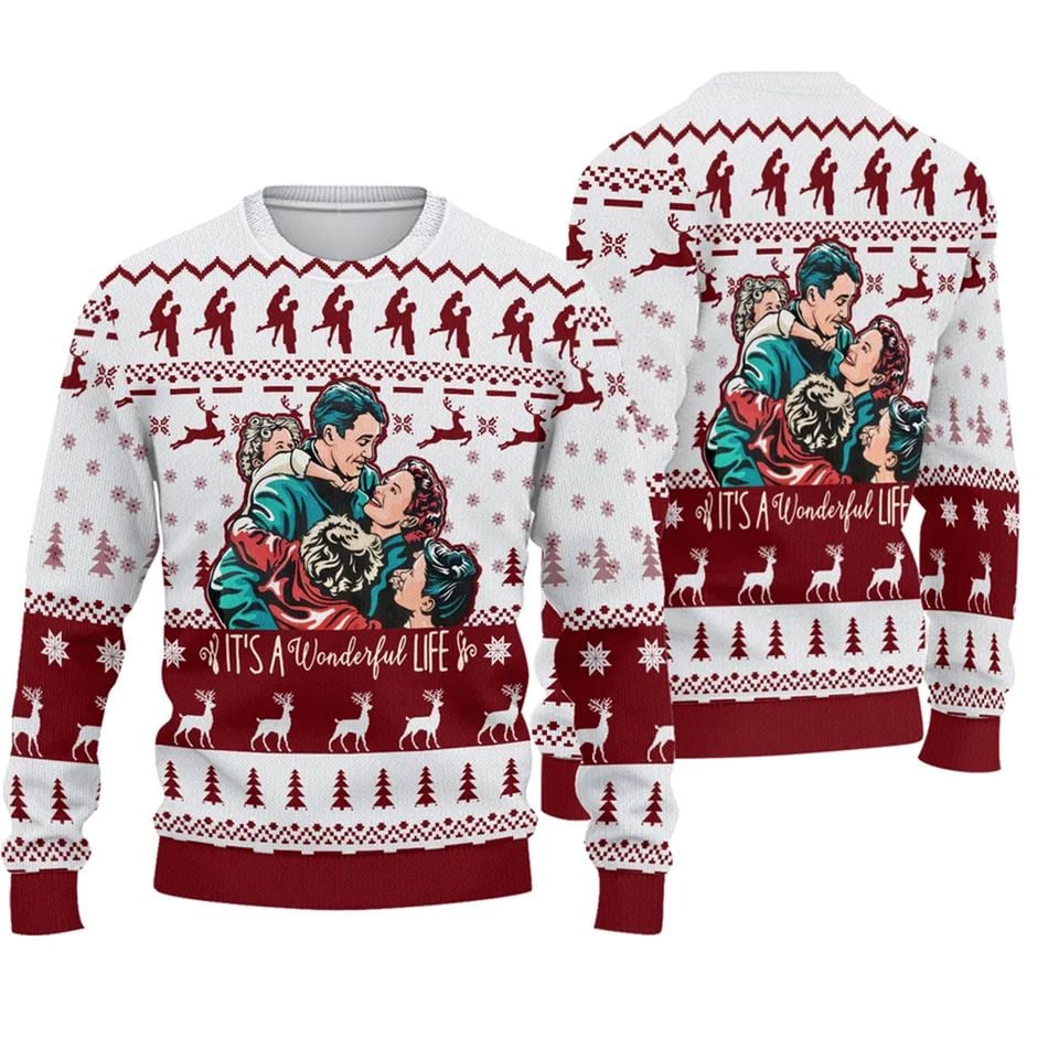 Vintage It's A Wonderful Life Family Ugly Christmas Sweater
