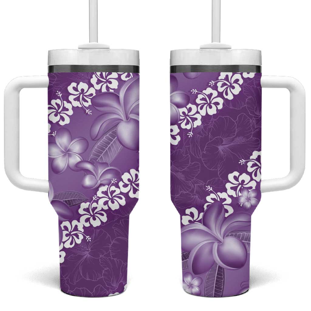 Vintage Purple Polynesia Plumeria With Hibiscus Tropical Custom Stanley Cup 40 oz 30 oz Tumbler With HandleTVC2301386
