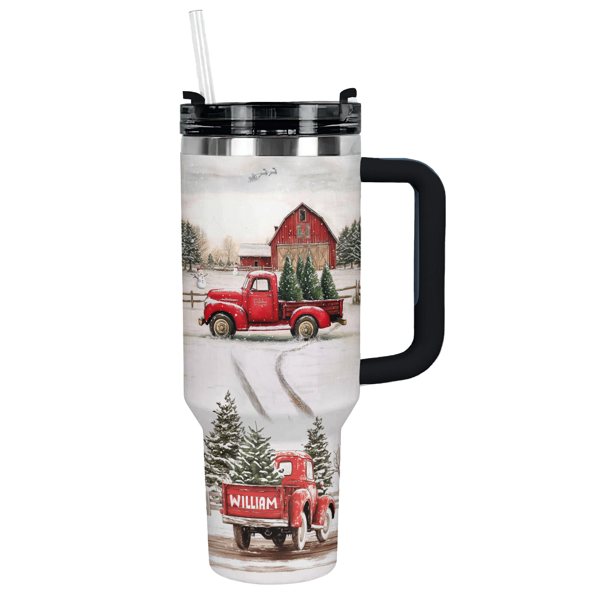 Vintage Red Truck Christmas Custom Stanley Cup 40 oz 30 oz Tumbler With HandleTVC2301502