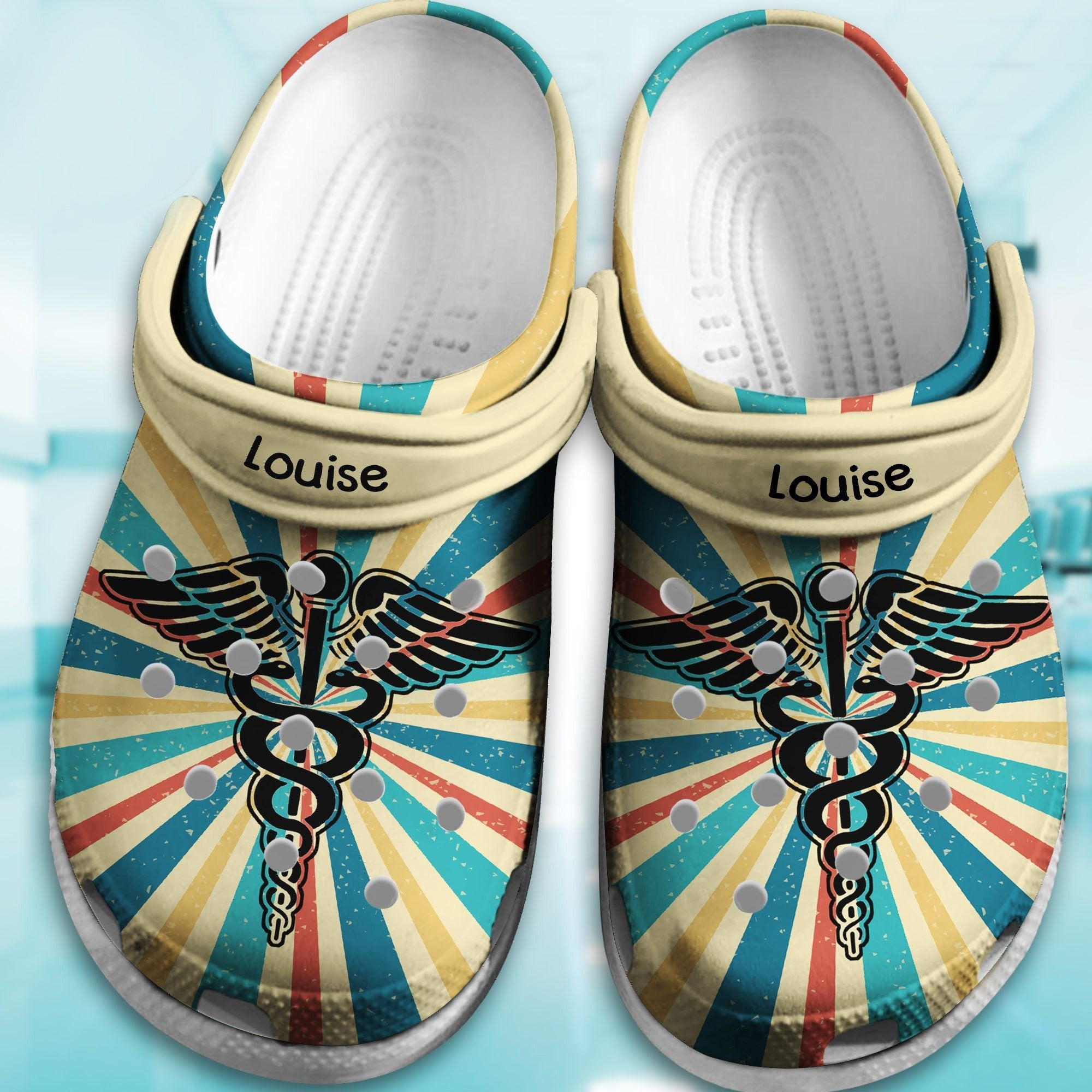 Vintage Retro Nurse Caduceus Personalized Shoes Clogs Gift For Men Women