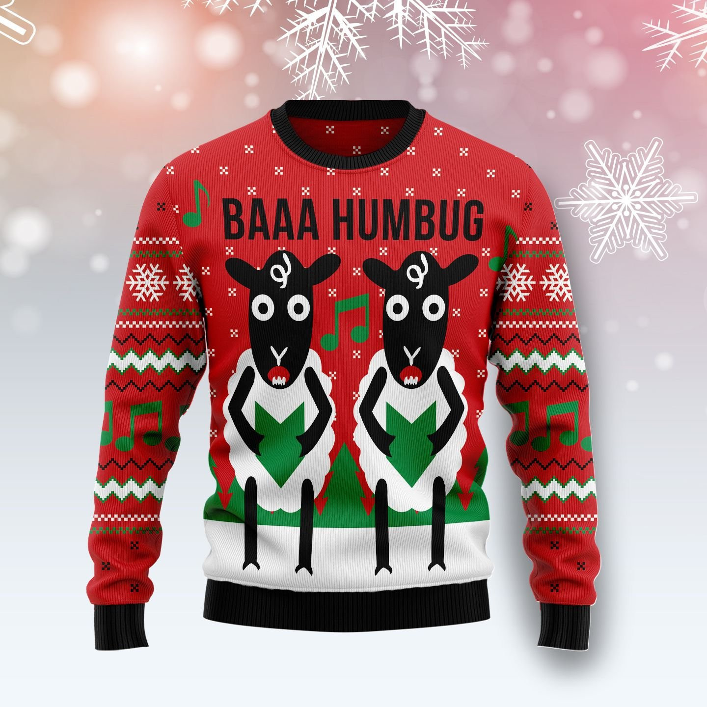 Vintage Sheep Music Ugly Christmas Sweater Adult 3D Funny Matching for family