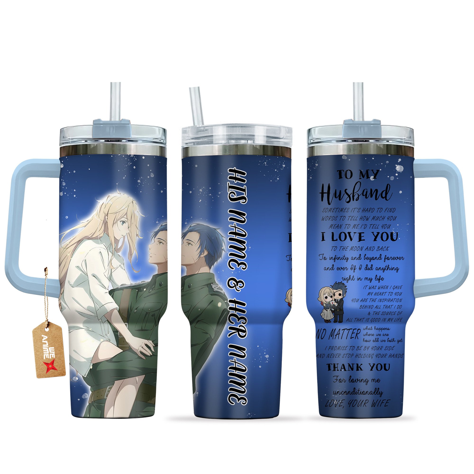 Violet & Gilbert Violet Evergarden Anime Valentine Custom Stanley Cup 40 oz 30 oz Tumbler With HandleTVC2301169