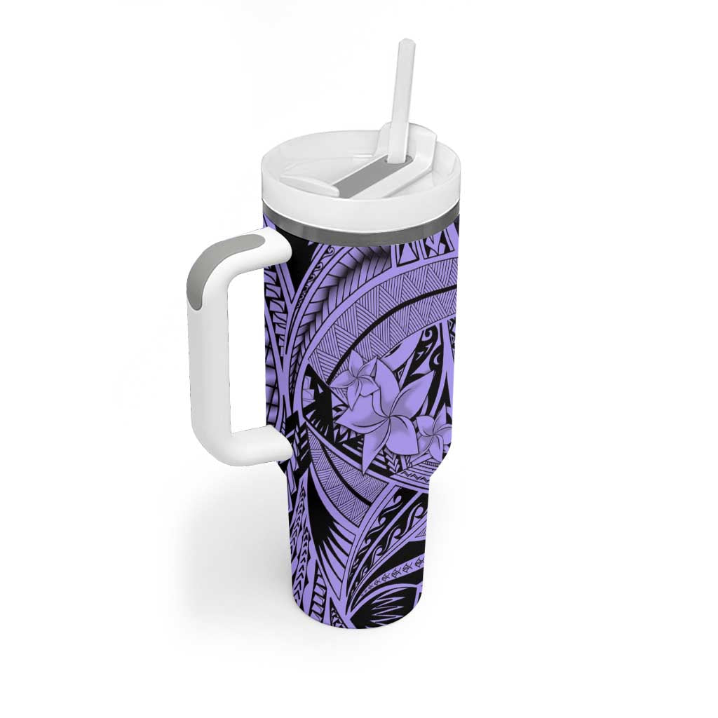 Violet Pacific Flowers Tribal Polynesian Custom Stanley Cup 40 oz 30 oz Tumbler With HandleTVC2301395 - Image 2