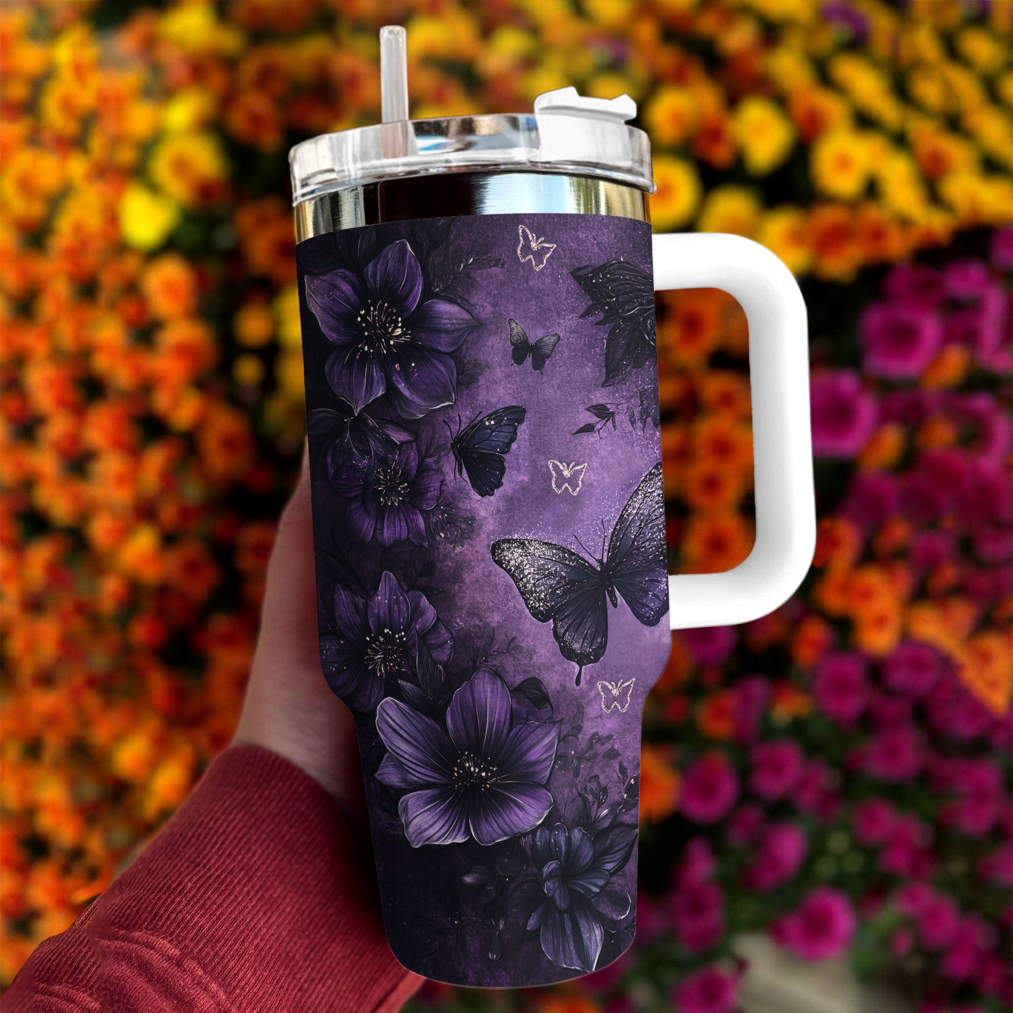 Violet Passion Butterfly Custom Stanley Cup 40 oz 30 oz Tumbler With HandleTVC2301290 - Image 2