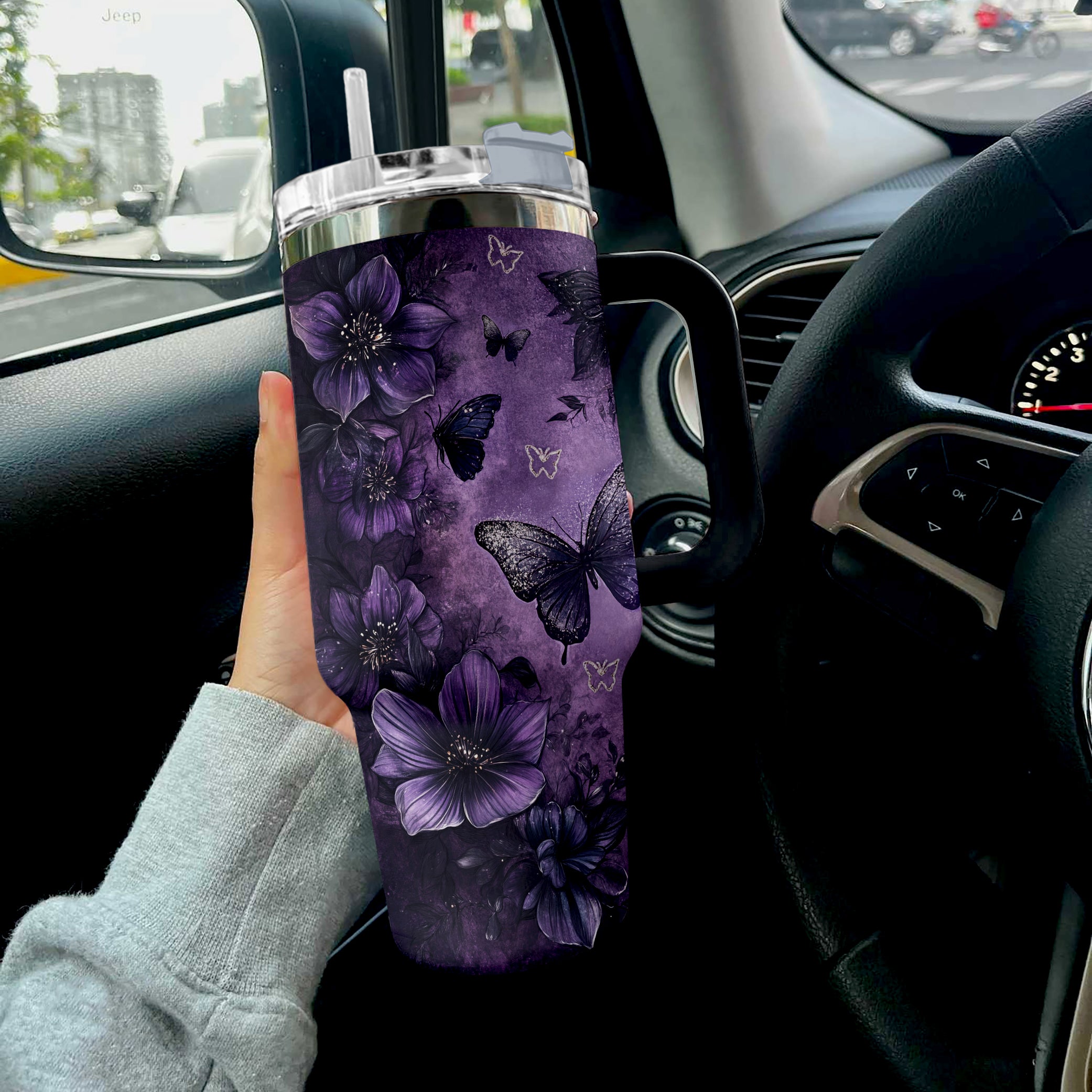 Violet Passion Butterfly Custom Stanley Cup 40 oz 30 oz Tumbler With HandleTVC2301290 - Image 3