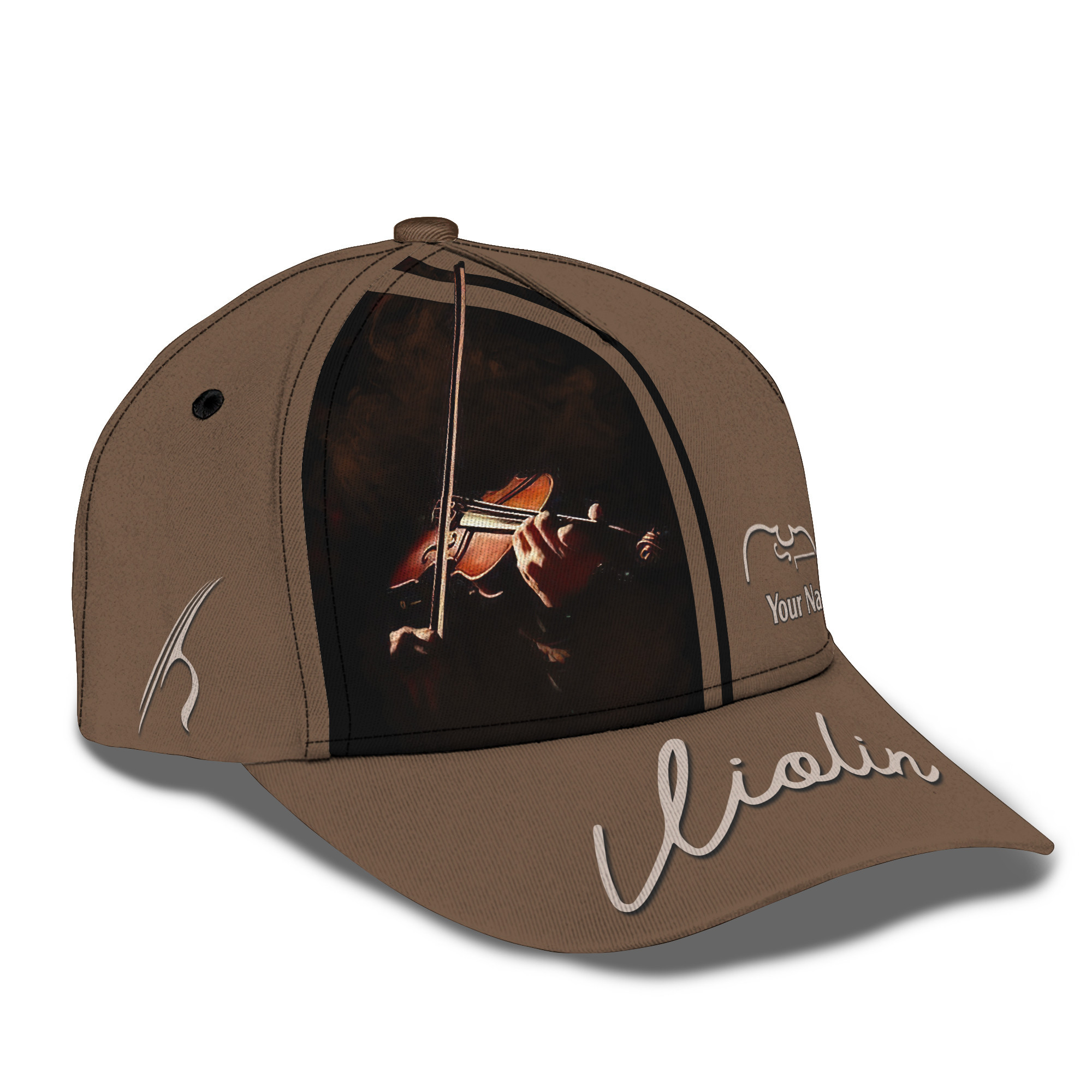 Violin Classic Cap Violinist Personalized Name 3D Baseball Cap Gift For Violin Lover Trucker Hats Custom Hats Gifts For Men & Women