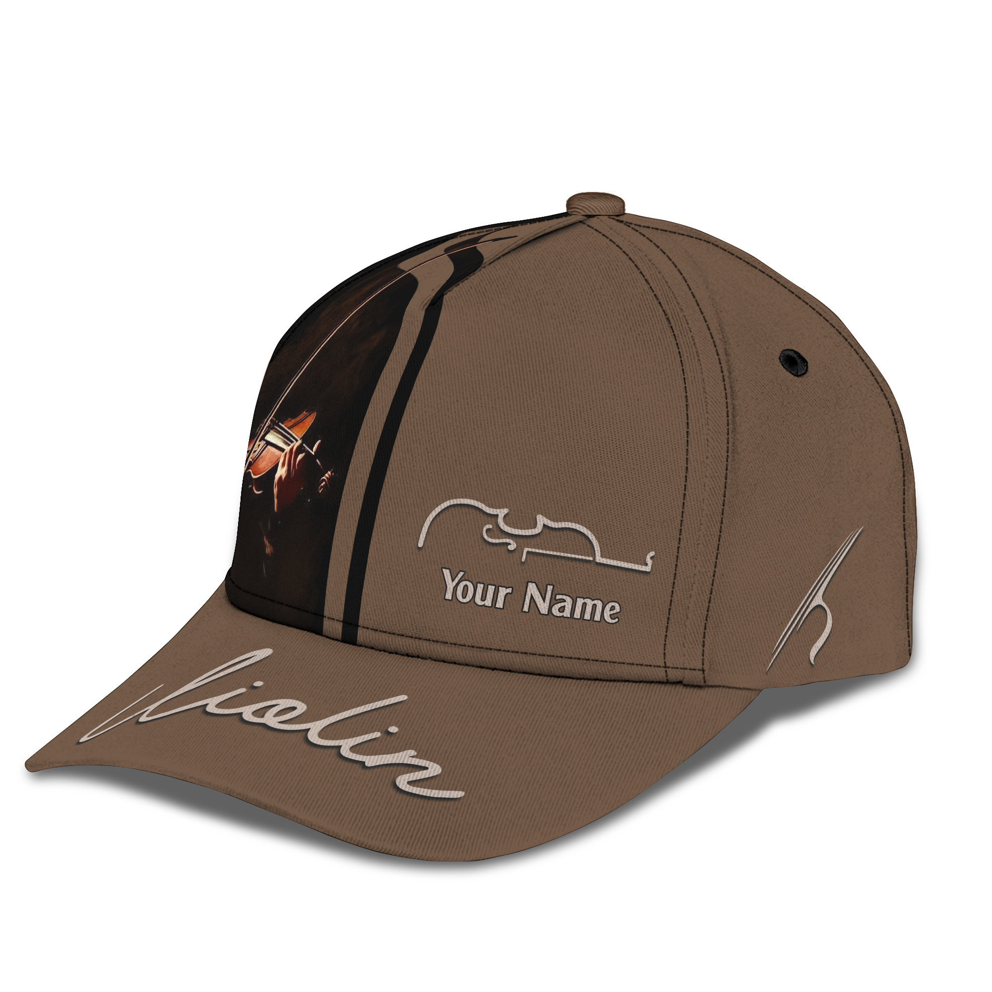 Violin Classic Cap Violinist Personalized Name 3D Baseball Cap Gift For Violin Lover Trucker Hats Custom Hats Gifts For Men & Women