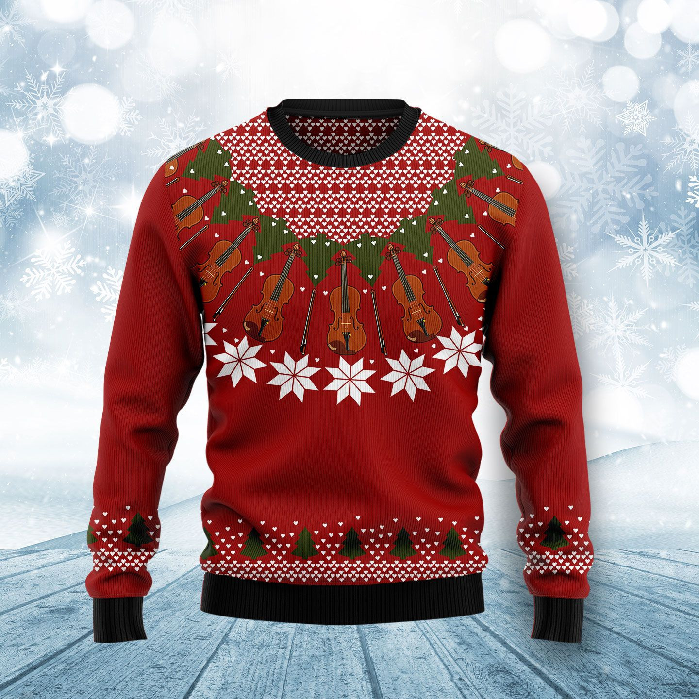 Violin Lover Ugly Christmas Sweater Adult 3D Funny Matching for family