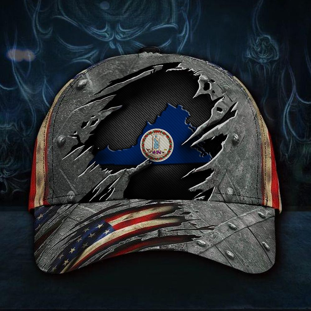Virginia State Flag Hat US Flag Classic Baseball Cap Father's Day Gifts From Son Trucker Hats Custom Hats Gifts For Men & Women