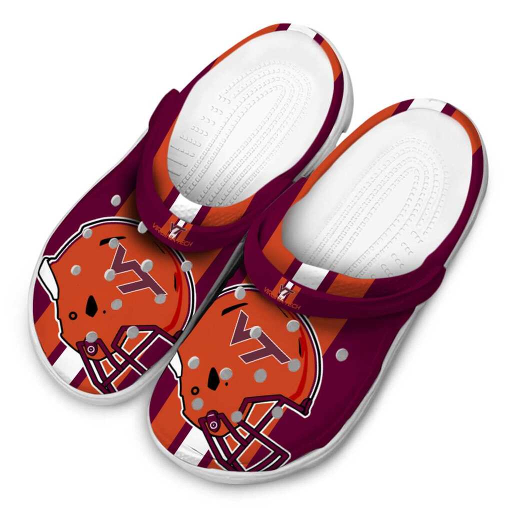 Virginia Tech Hokies Helmet Stripes ClogTVC1801133 - Image 4