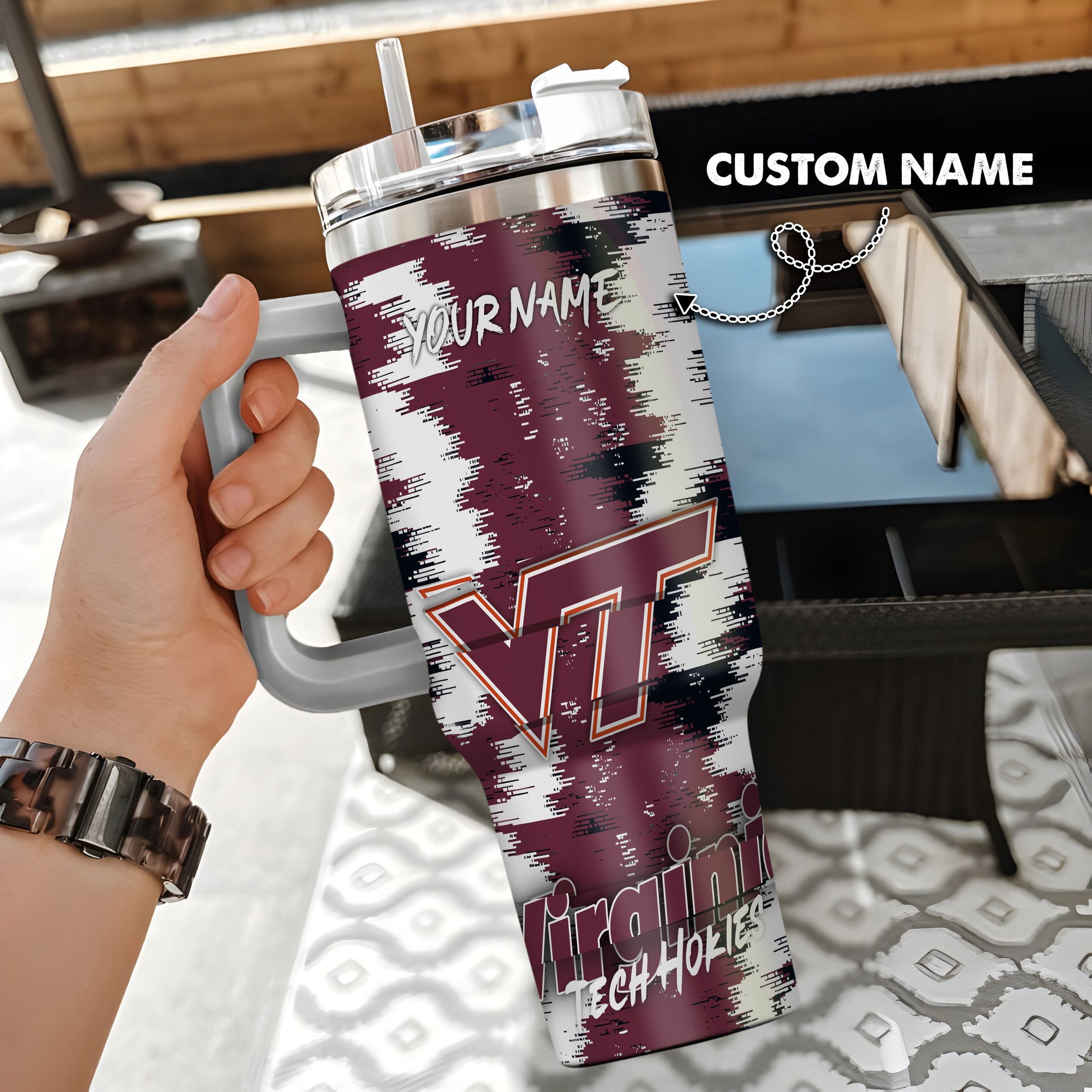 Virginia Tech Hokies NCAA Custom Stanley Cup 40 oz 30 oz Tumbler With HandleTVC230109