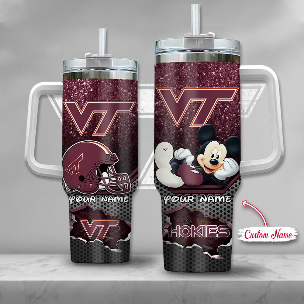 Virginia Tech Hokies NCAA Mickey Mouse Custom Stanley Cup 40 oz 30 oz Tumbler With HandleTVC230123