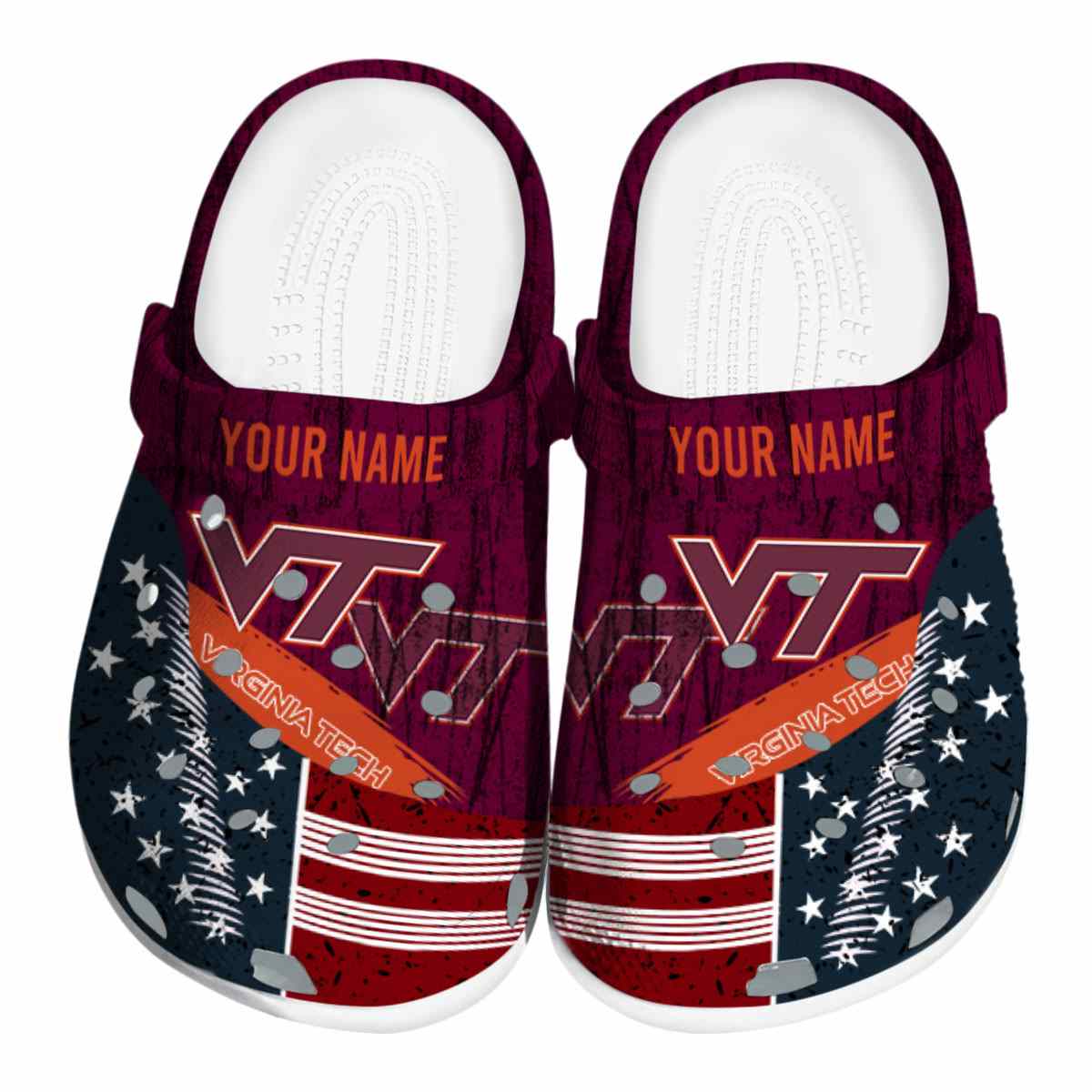 Virginia Tech Hokies NCAA Sport Crocs Crocband Clogs Shoes Comfortable For Men Women and Kids