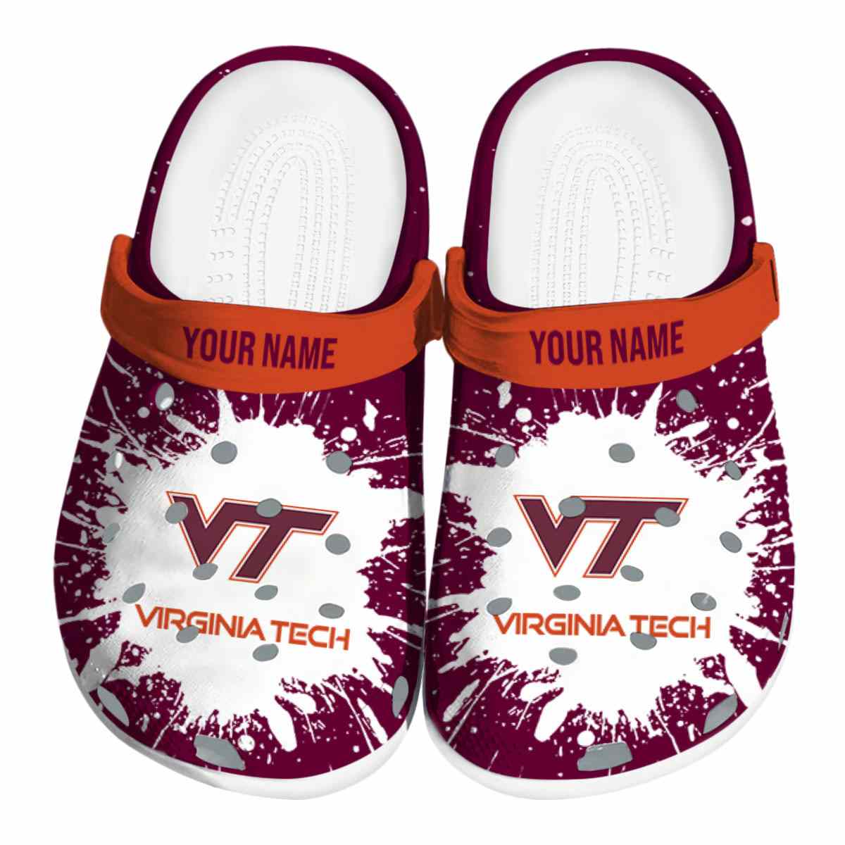 Virginia Tech Hokies NCAA Sport Crocs Crocband Clogs Shoes Comfortable For Men Women and Kids