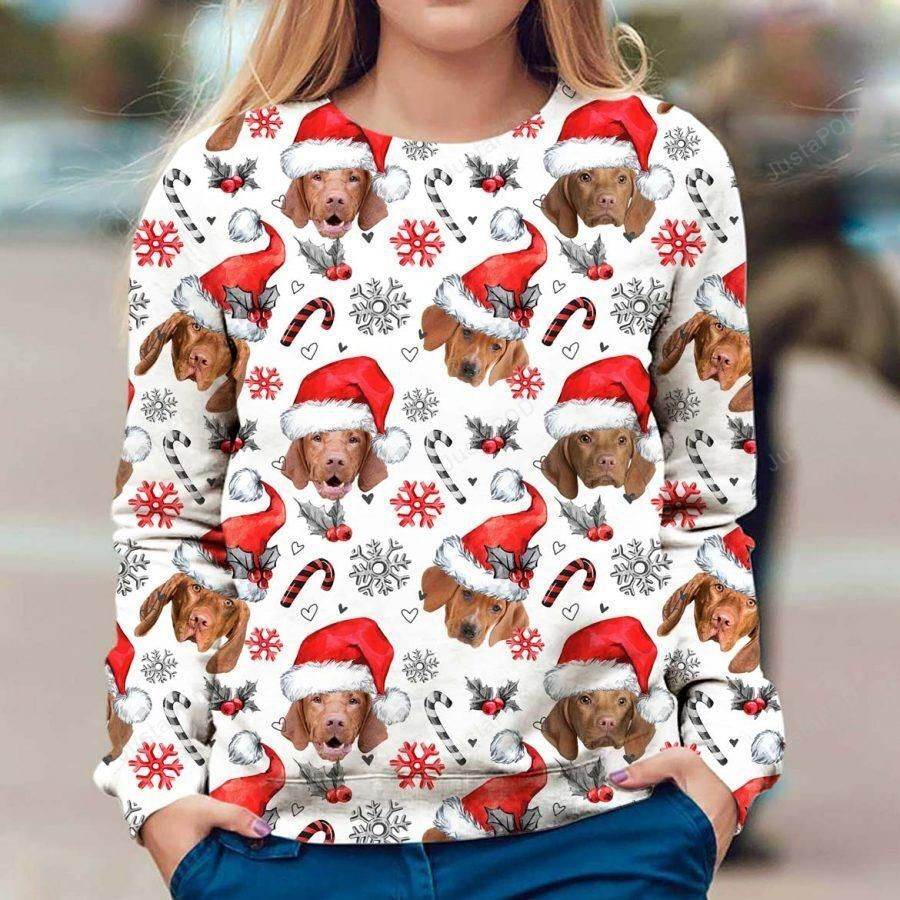 Vizsla Ugly Christmas Sweater Adult 3D Funny Matching for family