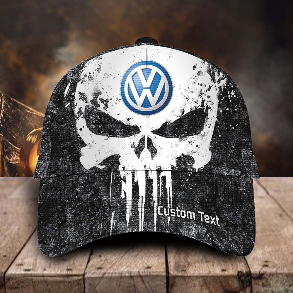 Volkswagen Skull Graffiti Contrast Color Custom Name 3D Classic Cap For Men Women Driver Trucker Trucker Hats Custom Hats Gifts For Men & Women