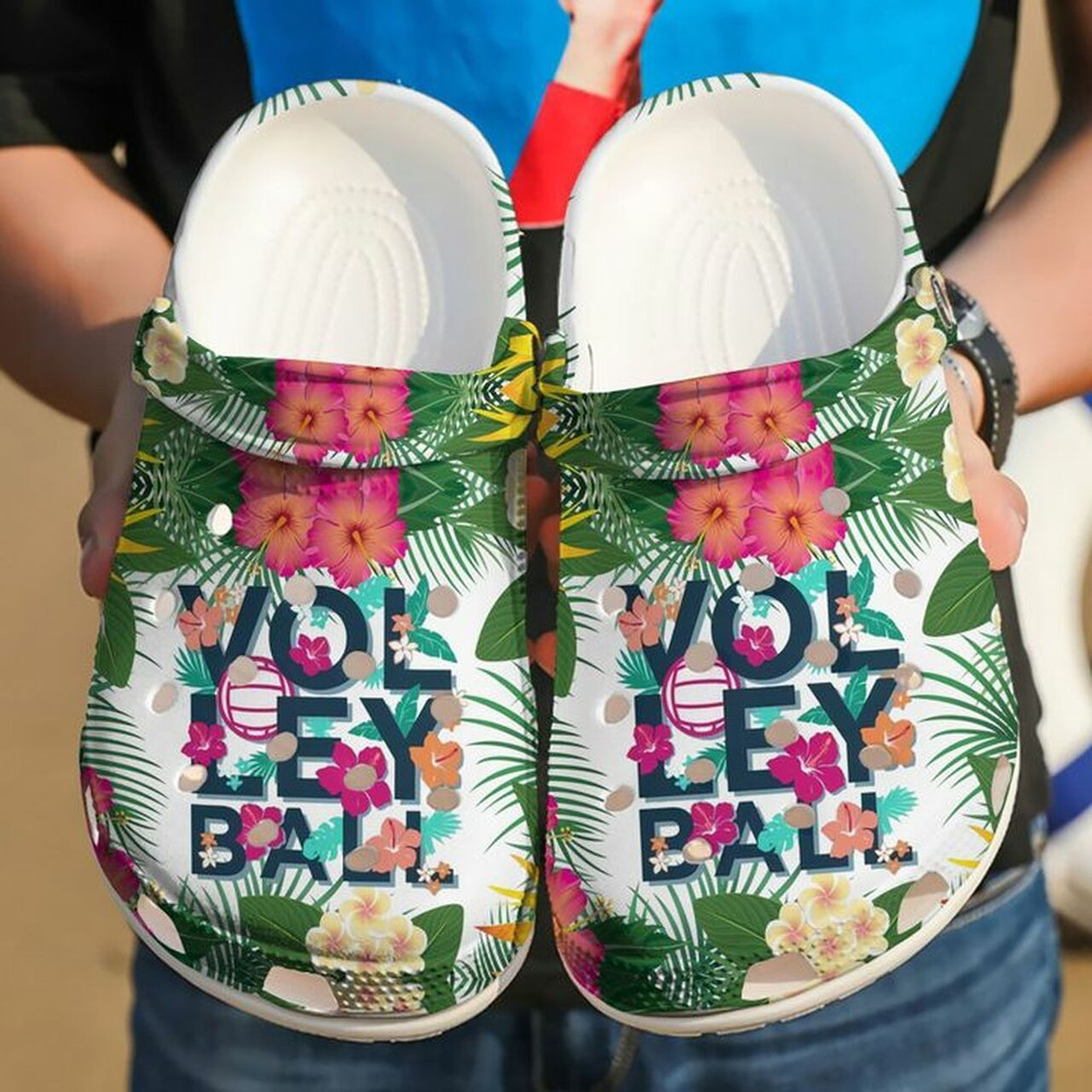 Volleyball Floral Tropical 102 Gift For Lover Rubber clog Shoes Comfy Footwear