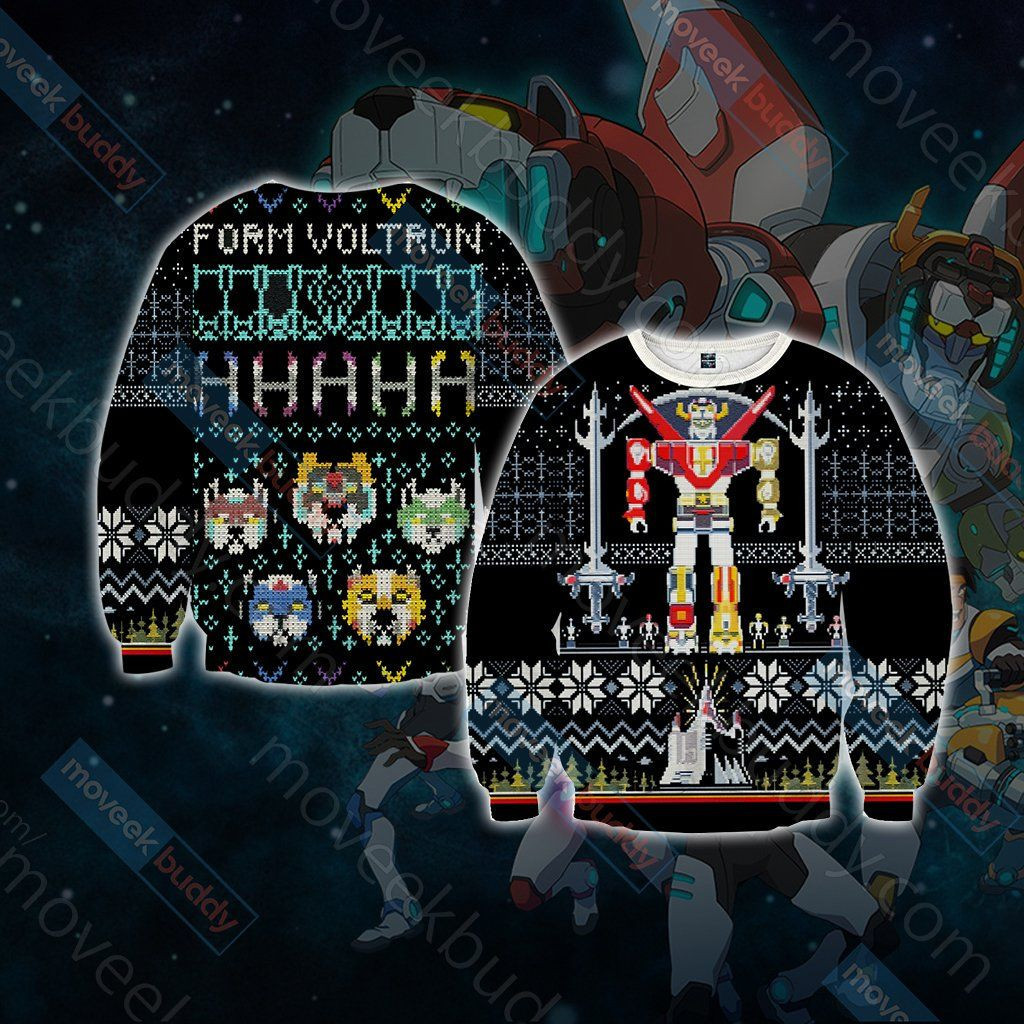Voltron Knitting For Unisex Ugly Christmas Sweater Adult 3D Funny Matching for family