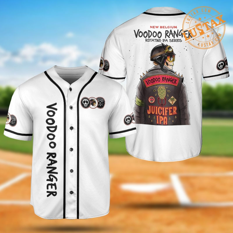 Voodoo Ranger Juicifer IPA Beer Baseball Jersey, Skeleton Icon Beer Voodoo Design Baseball Jersey Shirt Collection For Beer Lovers
