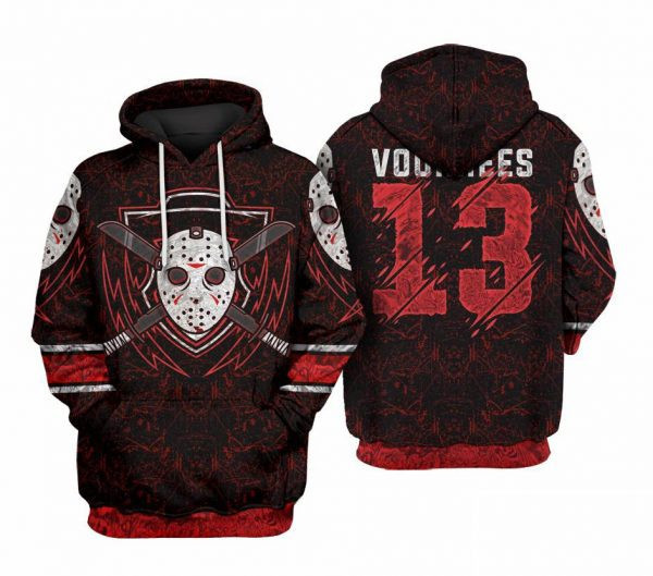 Voorhees 13 Sublimation Red Pattern 3D All Over Print Hoodie, Zip Hoodie