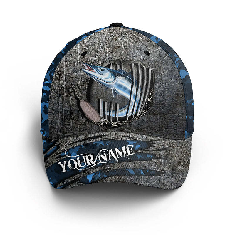 Wahoo Fishing Sea Camo Custom Fishing Hat Adjustable Mesh Unisex Fishing Baseball Angler Hat Cap, Fishing Classic Cap Trucker Hats Custom Hats Gifts For Men & Women